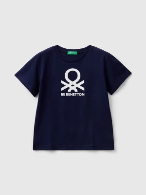 Benetton, 100% Cotton T-shirt With Logo, size 82, Dark Blue, Kids United Colors of Benetton