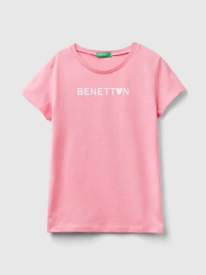 Benetton, 100% Cotton T-shirt With Logo, size L, Pink, Kids United Colors of Benetton