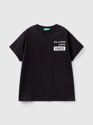 Benetton, 100% Cotton T-shirt With Logo, size S, Black, Kids United Colors of Benetton