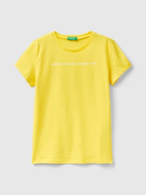 Benetton, 100% Cotton T-shirt With Logo, size S, Yellow, Kids United Colors of Benetton