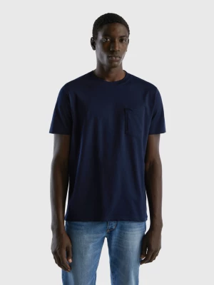 Benetton, 100% Cotton T-shirt With Pocket, size XL, Dark Blue, Men United Colors of Benetton