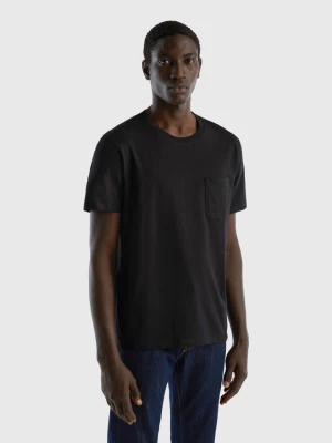 Benetton, 100% Cotton T-shirt With Pocket, size XS, Black, Men United Colors of Benetton