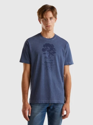 Benetton, 100% Cotton T-shirt With Print, size XXL, Dark Blue, Men United Colors of Benetton