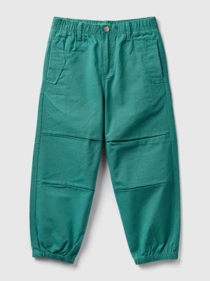 Benetton, 100% Cotton Trousers With Cuts, size L, Light Green, Kids United Colors of Benetton
