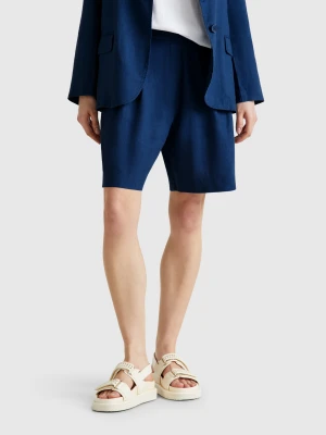 Benetton, 100% Linen Bermudas, size XXS, Air Force Blue, Women United Colors of Benetton