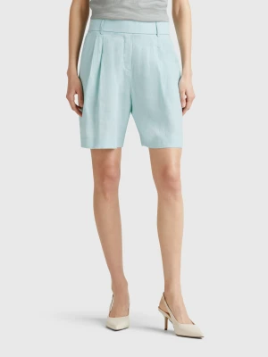 Benetton, 100% Linen Bermudas, size XXS, Aqua, Women United Colors of Benetton