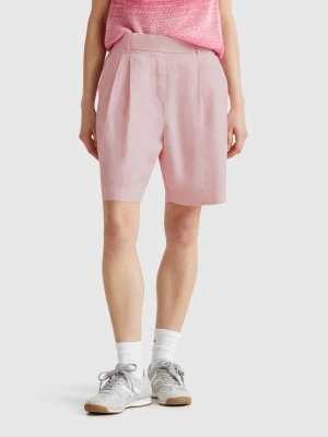 Benetton, 100% Linen Bermudas, size XXS, Soft Pink, Women United Colors of Benetton