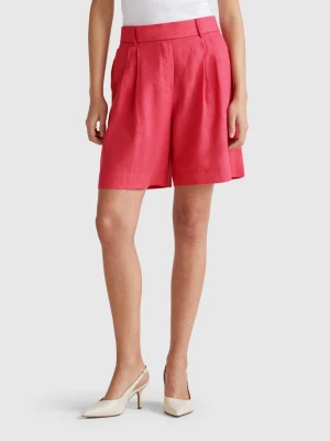 Benetton, 100% Linen Bermudas, size XXS, Strawberry, Women United Colors of Benetton