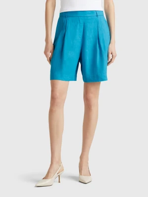 Benetton, 100% Linen Bermudas, size M, Turquoise, Women United Colors of Benetton