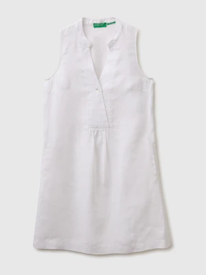 Benetton, 100% Linen Short Dress, Size: XS, White, Women United Colors of Benetton