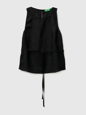 Zdjęcie produktu Benetton, 100% Linen Tank Top With Strap, Black, Women United Colors Of Benetton