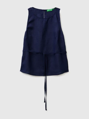 Zdjęcie produktu Benetton, 100% Linen Tank Top With Strap, Dark Blue, Women United Colors Of Benetton