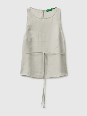 Benetton, 100% Linen Tank Top With Strap, Size: XS, Light Green, Women United Colors of Benetton