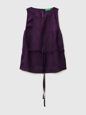 Benetton, 100% Linen Tank Top With Strap, Size: XS, Purple, Women United Colors of Benetton