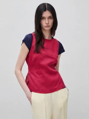 Benetton, 100% Linen Tank Top With Strap, Size: XS, Strawberry, Women United Colors of Benetton