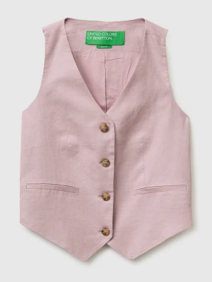 Benetton, 100% Linen Vest, Pink, Women United Colors of Benetton