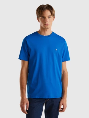 Benetton, 100% Organic Cotton Basic T-shirt, size L, Blue, Men United Colors of Benetton