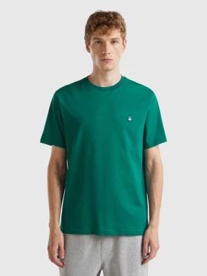 Benetton, 100% Organic Cotton Basic T-shirt, size M, Dark Green, Men United Colors of Benetton