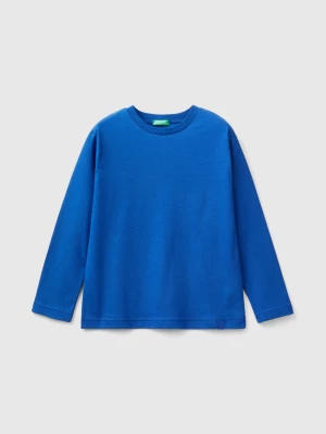 Benetton, 100% Organic Cotton Crew Neck T-shirt, size 2XL, Bright Blue, Kids United Colors of Benetton