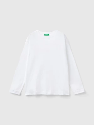 Benetton, 100% Organic Cotton Crew Neck T-shirt, size 2XL, White, Kids United Colors of Benetton