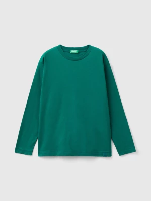 Benetton, 100% Organic Cotton Crew Neck T-shirt, size L, Dark Green, Kids United Colors of Benetton