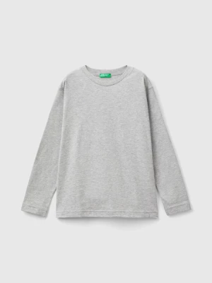 Benetton, 100% Organic Cotton Crew Neck T-shirt, size L, Light Gray, Kids United Colors of Benetton