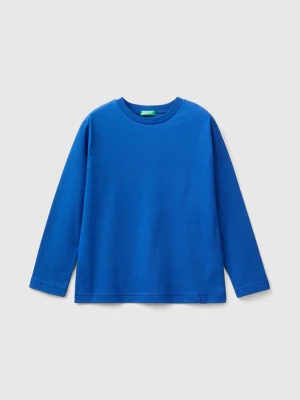 Benetton, 100% Organic Cotton Crew Neck T-shirt, size M, Bright Blue, Kids United Colors of Benetton