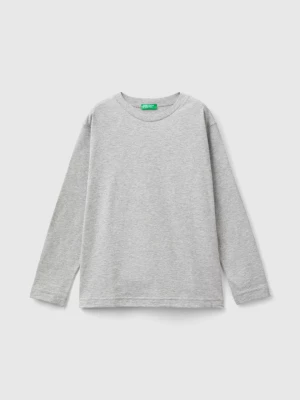 Benetton, 100% Organic Cotton Crew Neck T-shirt, size M, Light Gray, Kids United Colors of Benetton
