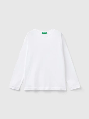 Benetton, 100% Organic Cotton Crew Neck T-shirt, size M, White, Kids United Colors of Benetton