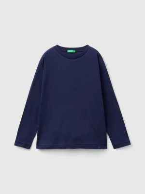 Benetton, 100% Organic Cotton Crew Neck T-shirt, size S, Dark Blue, Kids United Colors of Benetton
