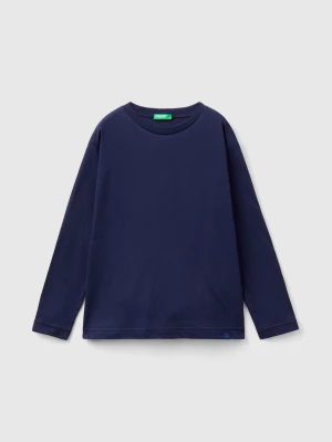 Benetton, 100% Organic Cotton Crew Neck T-shirt, size S, Dark Blue, Kids United Colors of Benetton