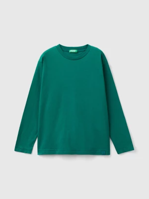 Benetton, 100% Organic Cotton Crew Neck T-shirt, size S, Dark Green, Kids United Colors of Benetton