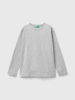 Benetton, 100% Organic Cotton Crew Neck T-shirt, size S, Light Gray, Kids United Colors of Benetton