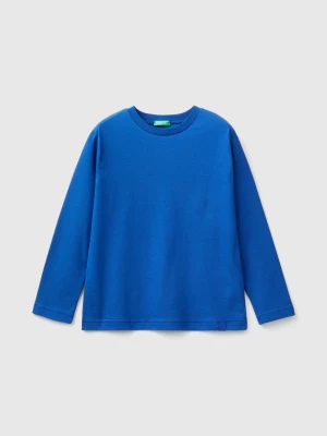 Benetton, 100% Organic Cotton Crew Neck T-shirt, size XL, Bright Blue, Kids United Colors of Benetton