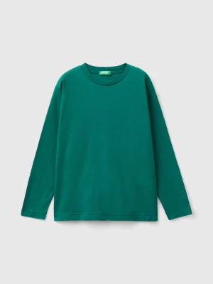 Benetton, 100% Organic Cotton Crew Neck T-shirt, size XL, Dark Green, Kids United Colors of Benetton