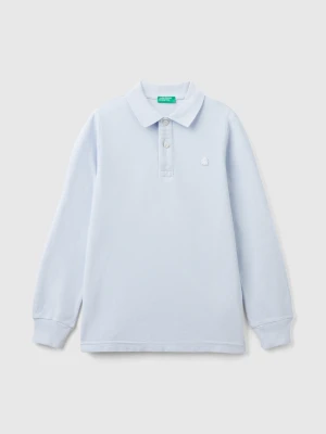 Benetton, 100% Organic Cotton Long Sleeve Polo, size XL, Sky Blue, Kids United Colors of Benetton