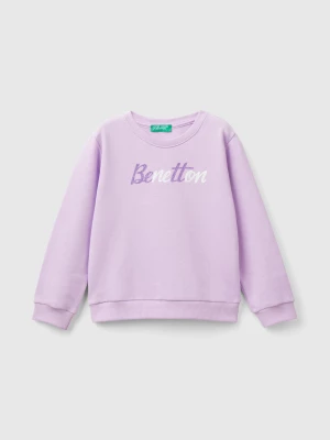 Benetton, 100% Organic Cotton Sweatshirt With Logo, size 98, Lilac, Kids United Colors of Benetton