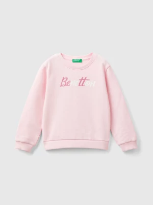 Benetton, 100% Organic Cotton Sweatshirt With Logo, size 116, Pink, Kids United Colors of Benetton