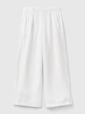 Benetton, 100% Viscose Palazzo Trousers, size 2XL, White, Kids United Colors of Benetton