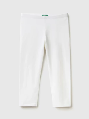 Benetton, 3/4 Leggings In Stretch Cotton, size L, White, Kids United Colors of Benetton