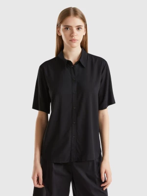 Benetton, 3/4 Sleeve Shirt In Sustainable Viscose, size L, Black, Women United Colors of Benetton