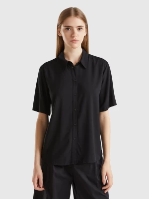 Benetton, 3/4 Sleeve Shirt In Sustainable Viscose, size L, Black, Women United Colors of Benetton