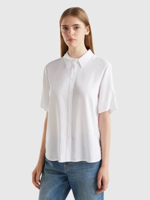 Benetton, 3/4 Sleeve Shirt In Viscose, size M, White, Women United Colors of Benetton