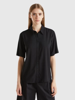 Benetton, 3/4 Sleeve Shirt In Viscose, size XL, Black, Women United Colors of Benetton