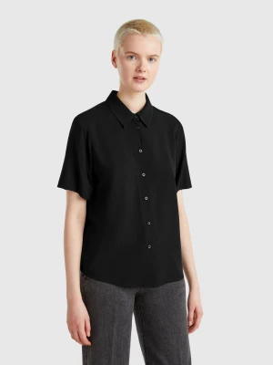Benetton, 3/4 Sleeve Shirt In Viscose, Size: XXS, Black, Women United Colors of Benetton