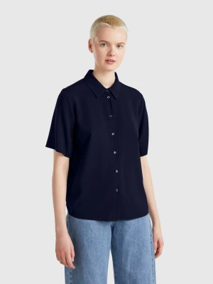 Benetton, 3/4 Sleeve Shirt In Viscose, size XXS, Dark Blue, Women United Colors of Benetton