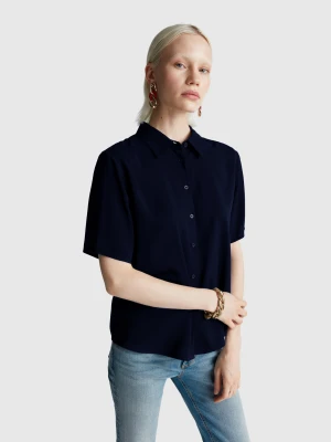 Benetton, 3/4 Sleeve Shirt In Viscose, size XXS, Dark Blue, Women United Colors of Benetton