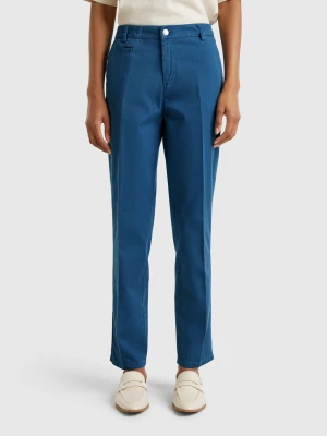 Benetton, Air Force Blue Slim Fit Cotton Chinos, size , Air Force Blue, Women United Colors of Benetton