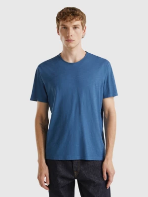 Benetton, Air Force Blue T-shirt In Slub Cotton, size XS, Air Force Blue, Men United Colors of Benetton