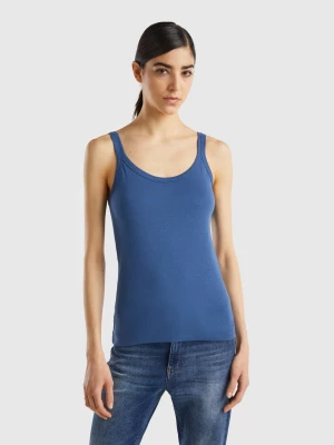 Benetton, Air Force Blue Tank Top In Pure Cotton, size L, Air Force Blue, Women United Colors of Benetton